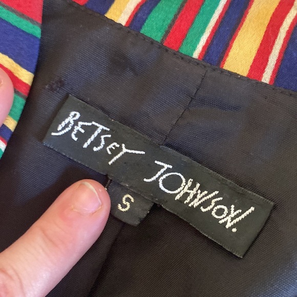 Vintage Betsey Johnson Striped Rayon Blazer Jacket - Picture 3 of 16